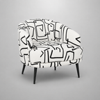 Arlo Abstract Linear Premium Polyester Accent Chair White & Black