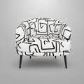 Arlo Abstract Linear Premium Polyester Accent Chair White & Black