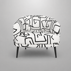 Arlo Abstract Linear Premium Polyester Accent Chair White & Black