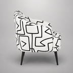Arlo Abstract Linear Premium Polyester Accent Chair White & Black