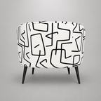 Arlo Abstract Linear Premium Polyester Accent Chair White & Black