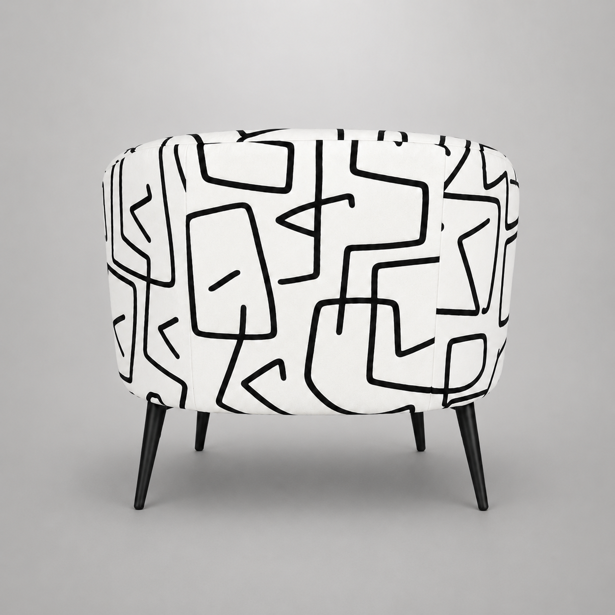 Arlo Abstract Linear Premium Polyester Accent Chair White & Black