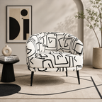 Arlo Abstract Linear Premium Polyester Accent Chair White & Black