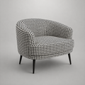 Arlo Classic Houndstooth Premium Polyester Fabric Accent Chair in White & Black