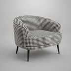 Arlo Classic Houndstooth Premium Polyester Fabric Accent Chair in White & Black
