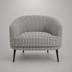 Arlo Classic Houndstooth Premium Polyester Fabric Accent Chair in White & Black