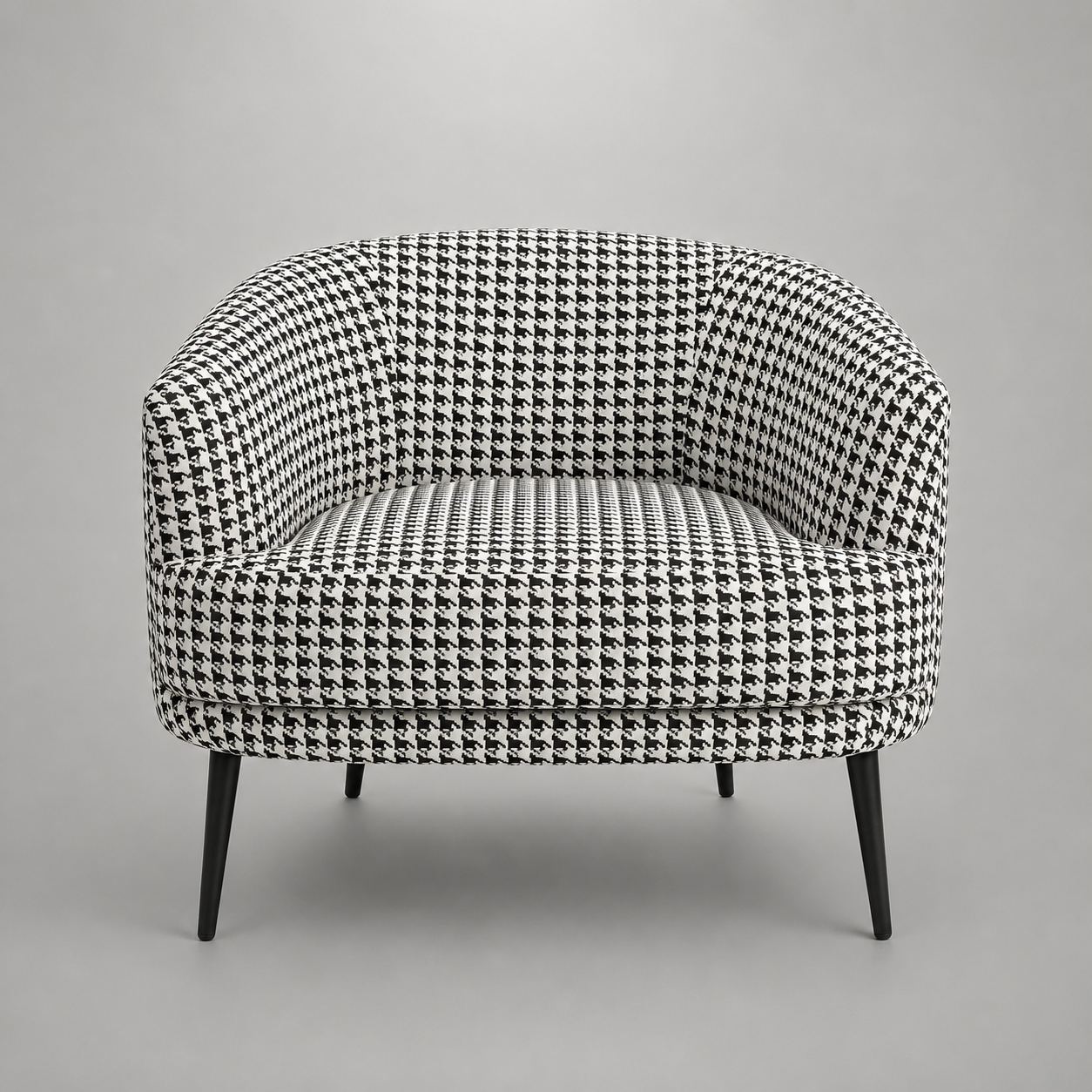 Arlo Classic Houndstooth Premium Polyester Fabric Accent Chair in White & Black