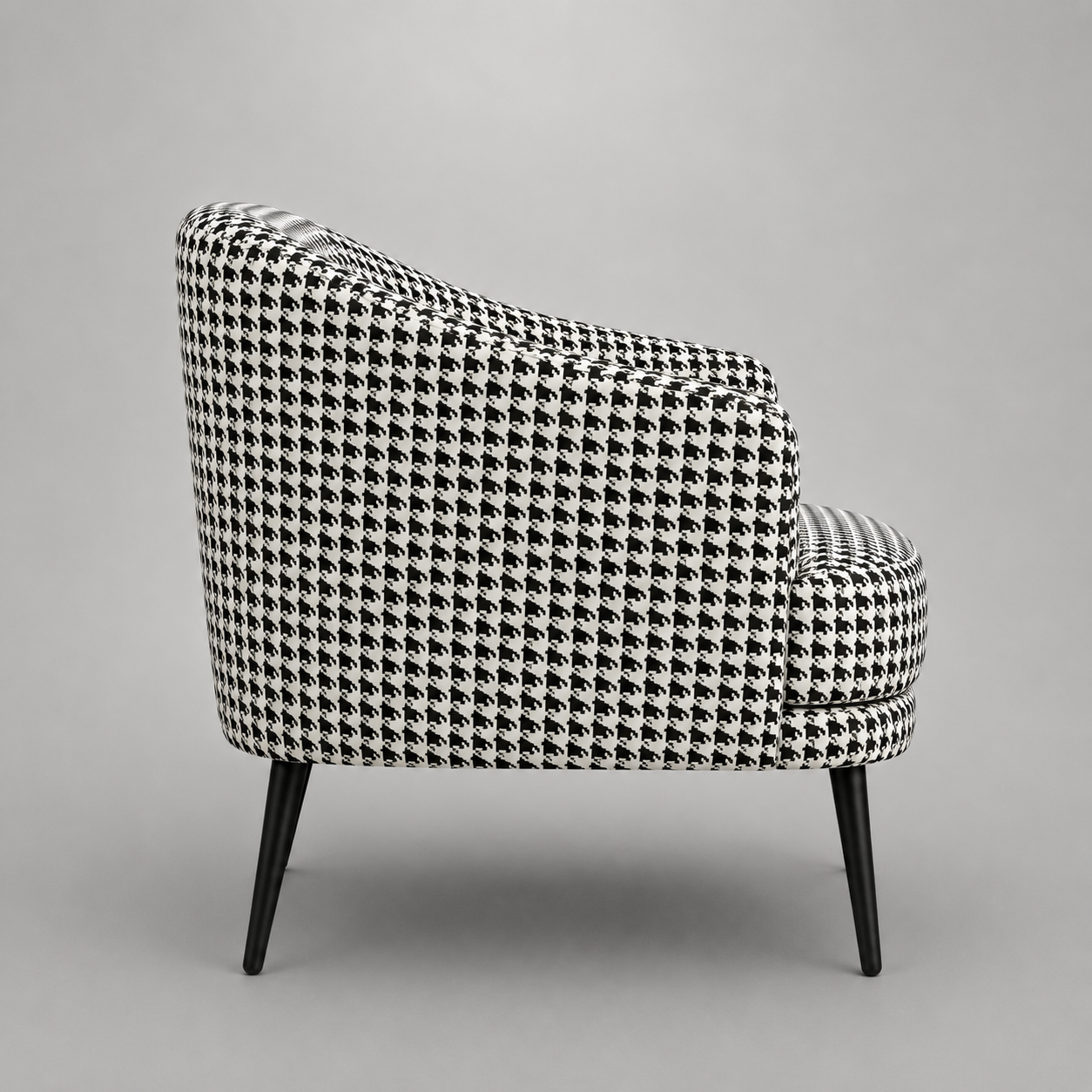 Arlo Classic Houndstooth Premium Polyester Fabric Accent Chair in White & Black
