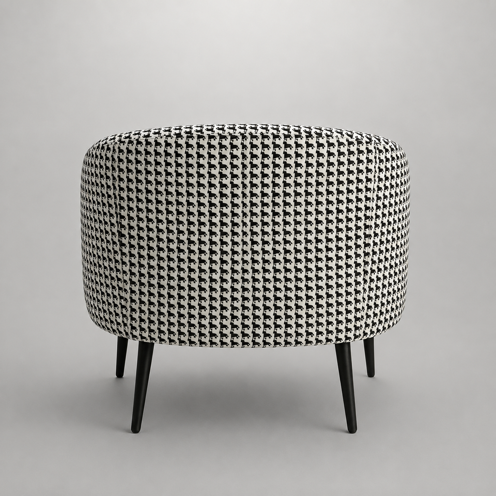 Arlo Classic Houndstooth Premium Polyester Fabric Accent Chair in White & Black