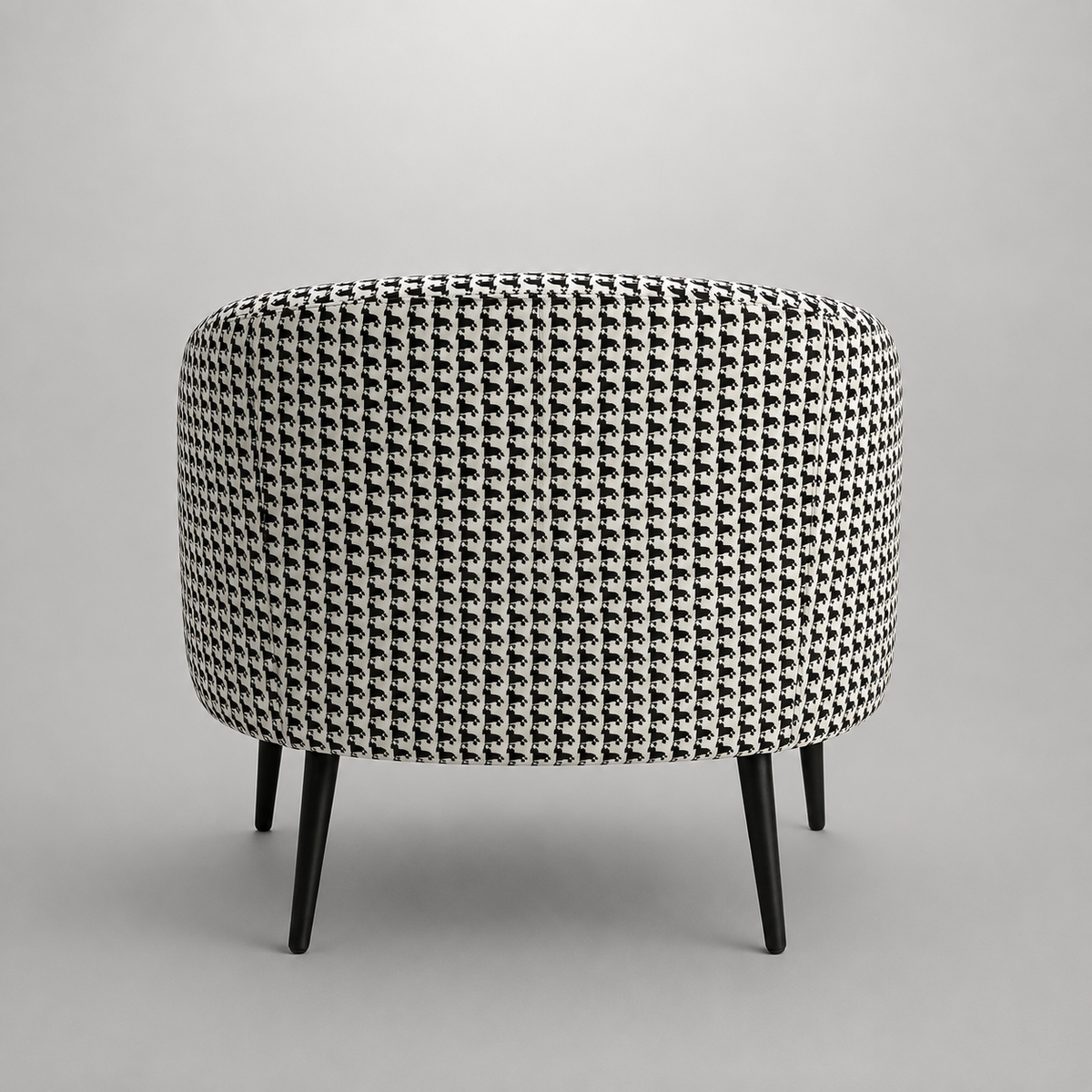Arlo Classic Houndstooth Premium Polyester Fabric Accent Chair in White & Black