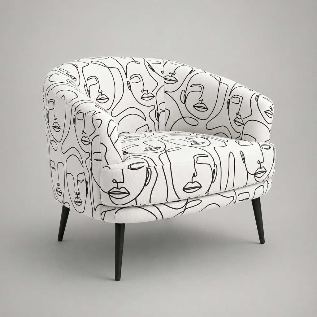 Arlo Modern Muse Premium Polyester Fabric Accent Chair in White & Black