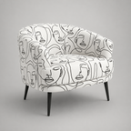 Arlo Modern Muse Premium Polyester Fabric Accent Chair in White & Black