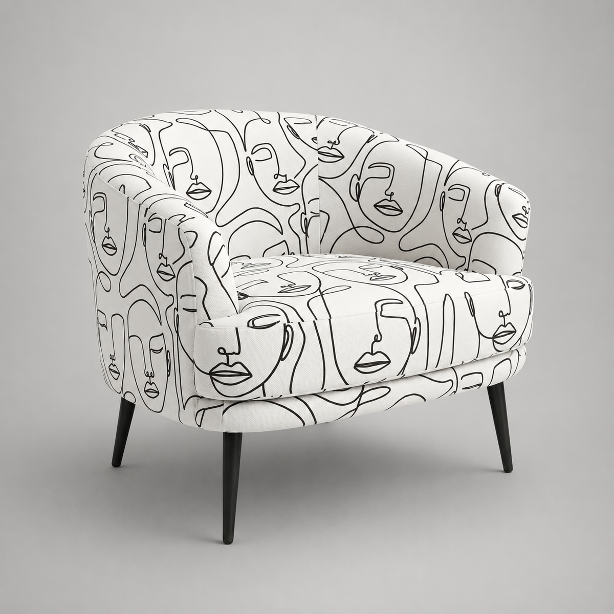 Arlo Modern Muse Premium Polyester Fabric Accent Chair in White & Black