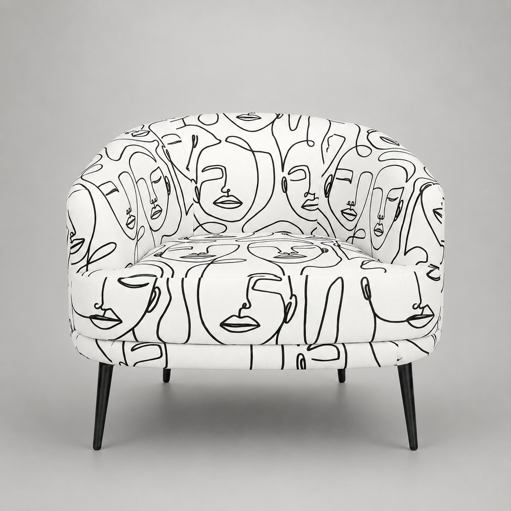 Arlo Modern Muse Premium Polyester Fabric Accent Chair in White & Black