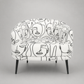 Arlo Modern Muse Premium Polyester Fabric Accent Chair in White & Black