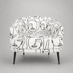 Arlo Modern Muse Premium Polyester Fabric Accent Chair in White & Black