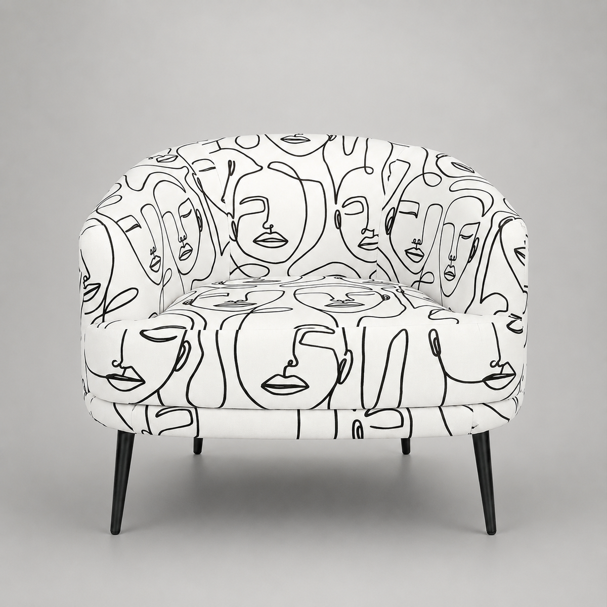 Arlo Modern Muse Premium Polyester Fabric Accent Chair in White & Black