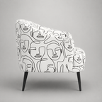 Arlo Modern Muse Premium Polyester Fabric Accent Chair in White & Black