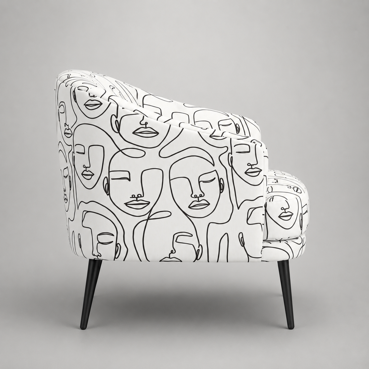 Arlo Modern Muse Premium Polyester Fabric Accent Chair in White & Black