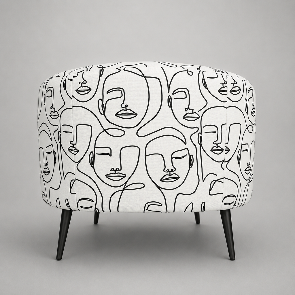 Arlo Modern Muse Premium Polyester Fabric Accent Chair in White & Black