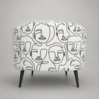 Arlo Modern Muse Premium Polyester Fabric Accent Chair in White & Black