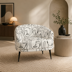 Arlo Modern Muse Premium Polyester Fabric Accent Chair in White & Black