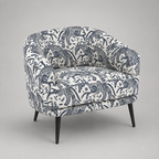 Arlo Safari Sketch Premium Polyester Fabric Accent Chair in White & Black