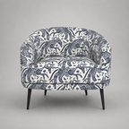 Arlo Safari Sketch Premium Polyester Fabric Accent Chair in White & Black