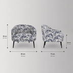 Arlo Safari Sketch Premium Polyester Fabric Accent Chair in White & Black