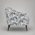 Arlo Safari Sketch Premium Polyester Fabric Accent Chair in White & Black