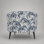 Arlo Safari Sketch Premium Polyester Fabric Accent Chair in White & Black