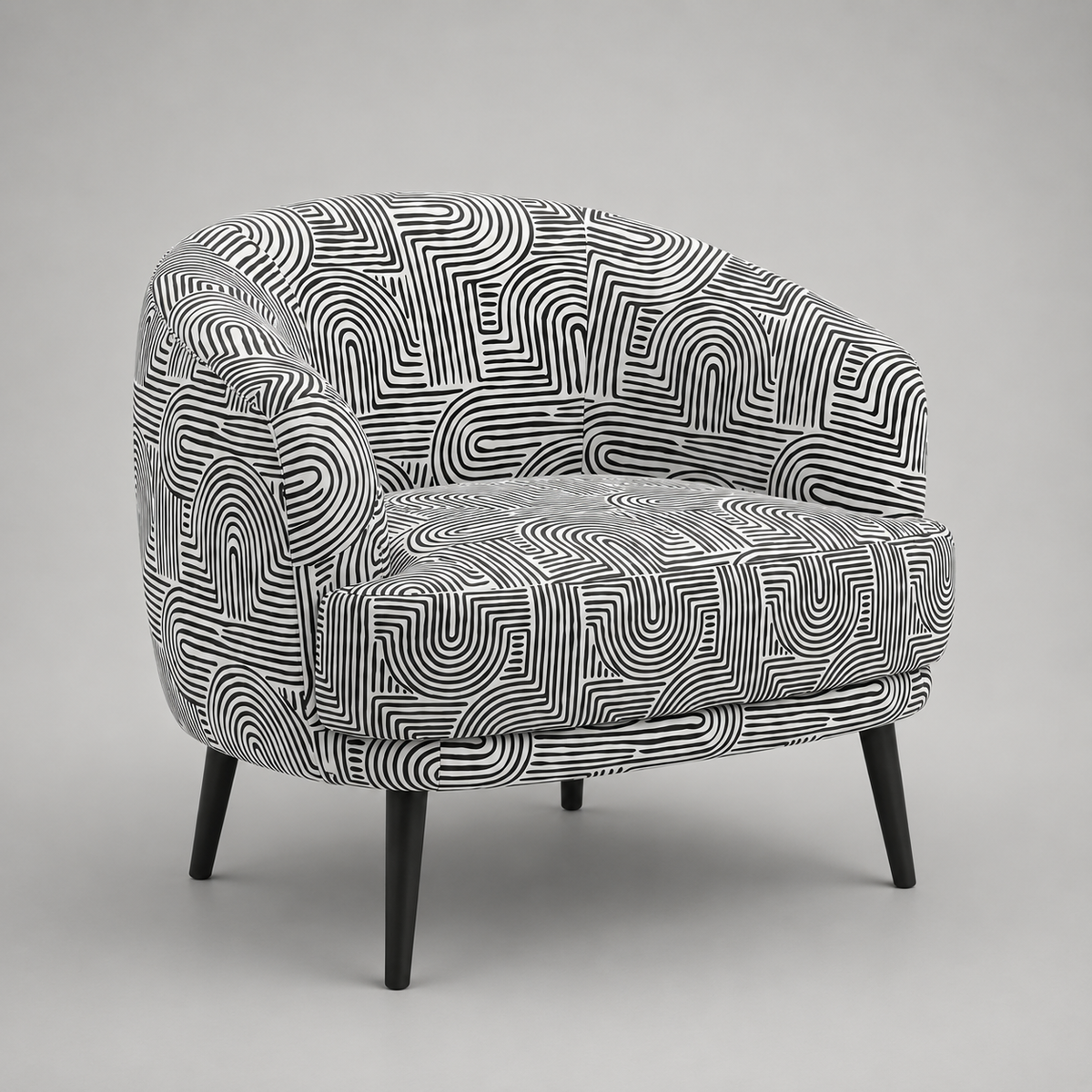 Arlo Urban Maze Premium Polyester Fabric Accent Chair in White & Black