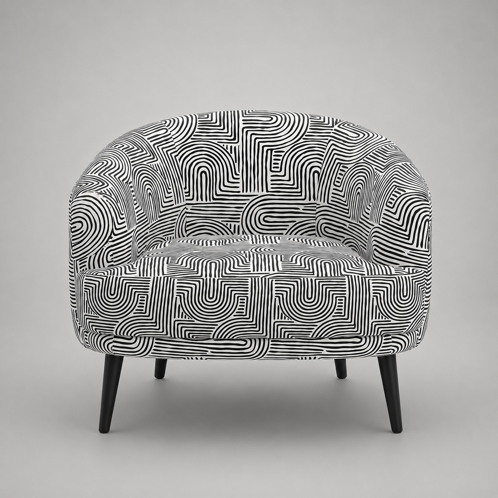Arlo Urban Maze Premium Polyester Fabric Accent Chair in White & Black