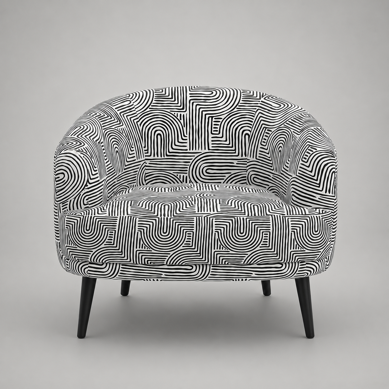 Arlo Urban Maze Premium Polyester Fabric Accent Chair in White & Black