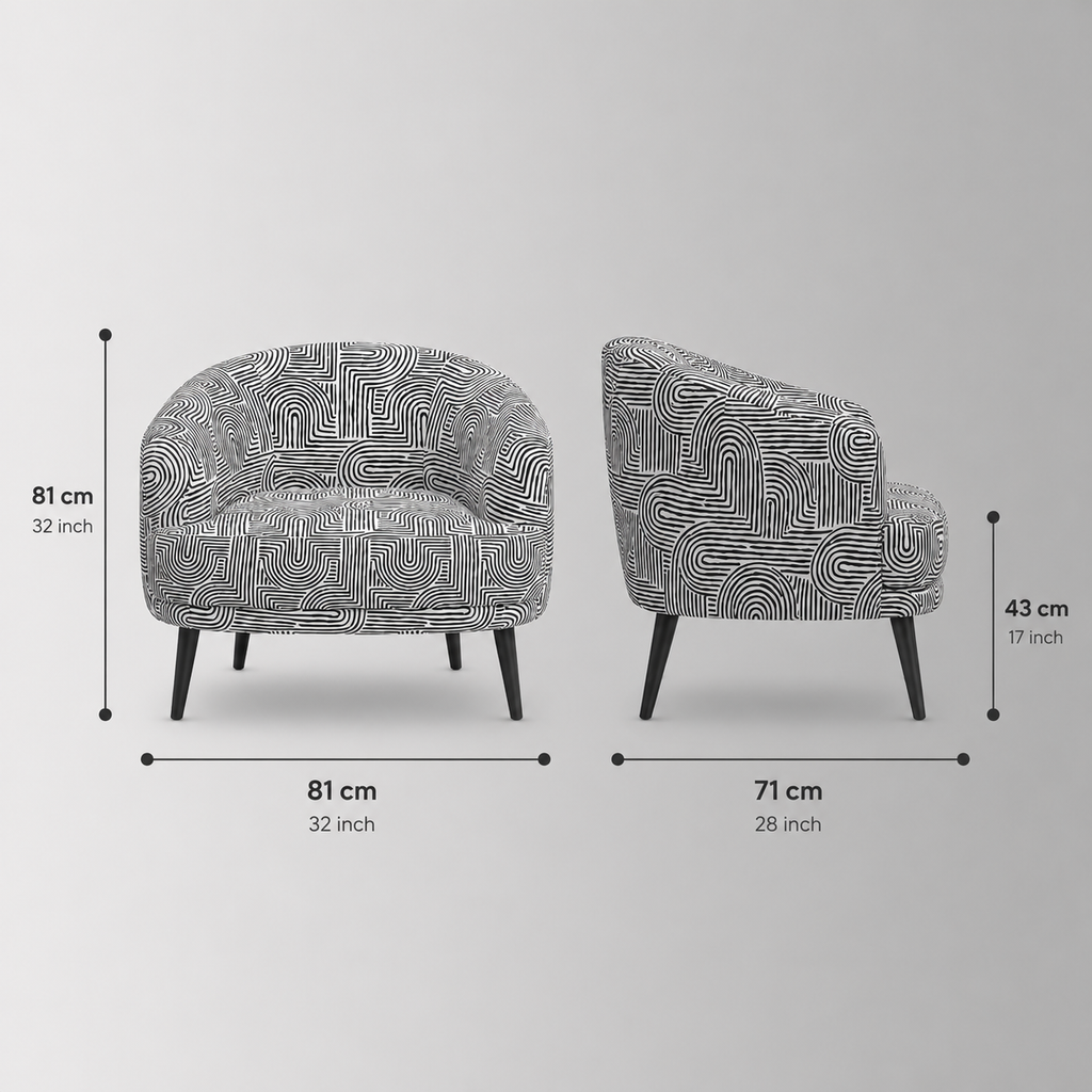 Arlo Urban Maze Premium Polyester Fabric Accent Chair in White & Black