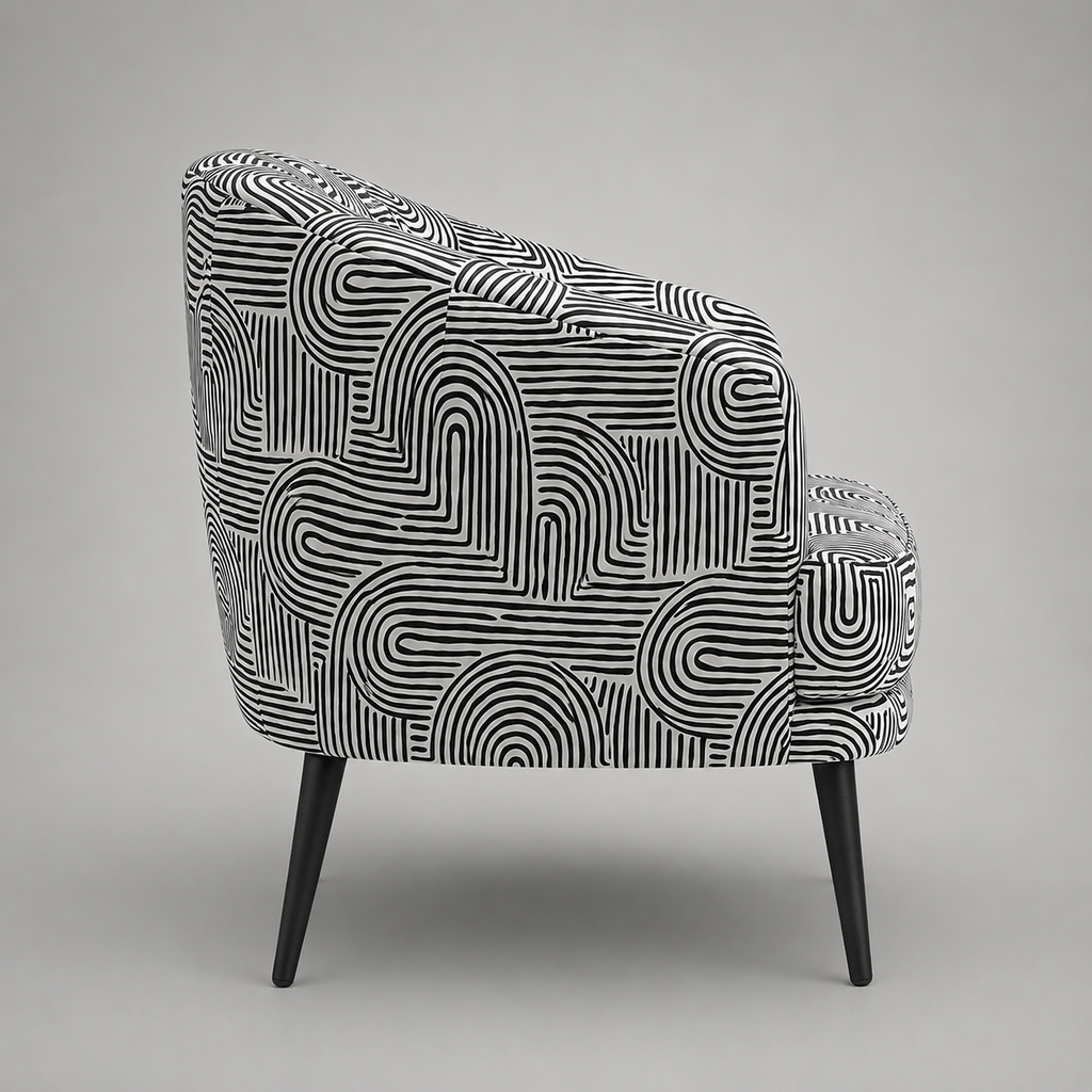 Arlo Urban Maze Premium Polyester Fabric Accent Chair in White & Black