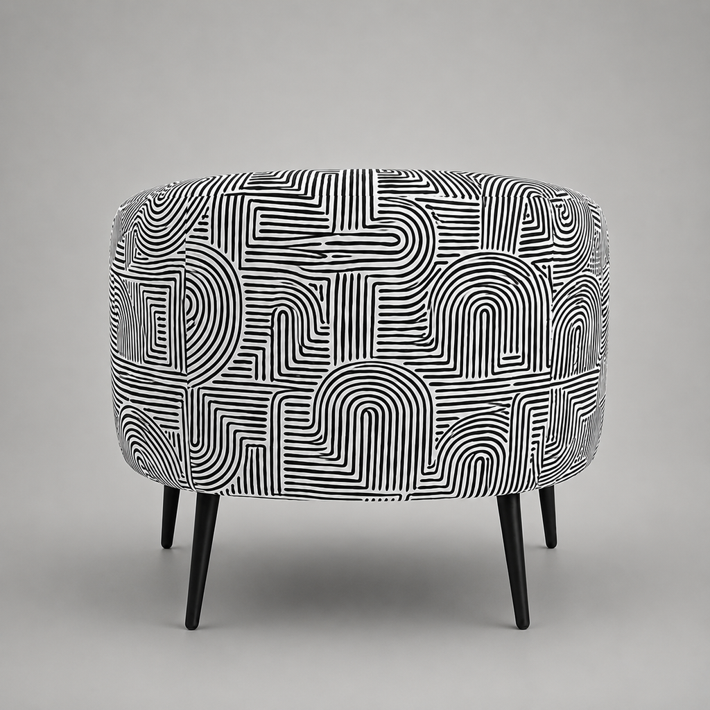 Arlo Urban Maze Premium Polyester Fabric Accent Chair in White & Black