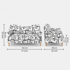 Capri Abstract Linear 2 Seater Premium Polyester Upholstered Sofa in White & Black