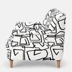 Capri Abstract Linear 2 Seater Premium Polyester Upholstered Sofa in White & Black