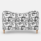 Capri Abstract Linear 2 Seater Premium Polyester Upholstered Sofa in White & Black