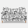 Capri Abstract Linear 2 Seater Premium Polyester Upholstered Sofa in White & Black