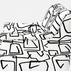 Capri Abstract Linear 3 Seater Premium Polyester Upholstered Sofa in White & Black