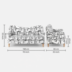 Capri Abstract Linear 3 Seater Premium Polyester Upholstered Sofa in White & Black