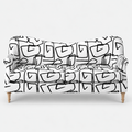 Capri Abstract Linear 3 Seater Premium Polyester Upholstered Sofa in White & Black