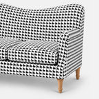 Capri Classic Houndstooth 2 Seater Premium Polyester Upholstered Sofa in White & Black