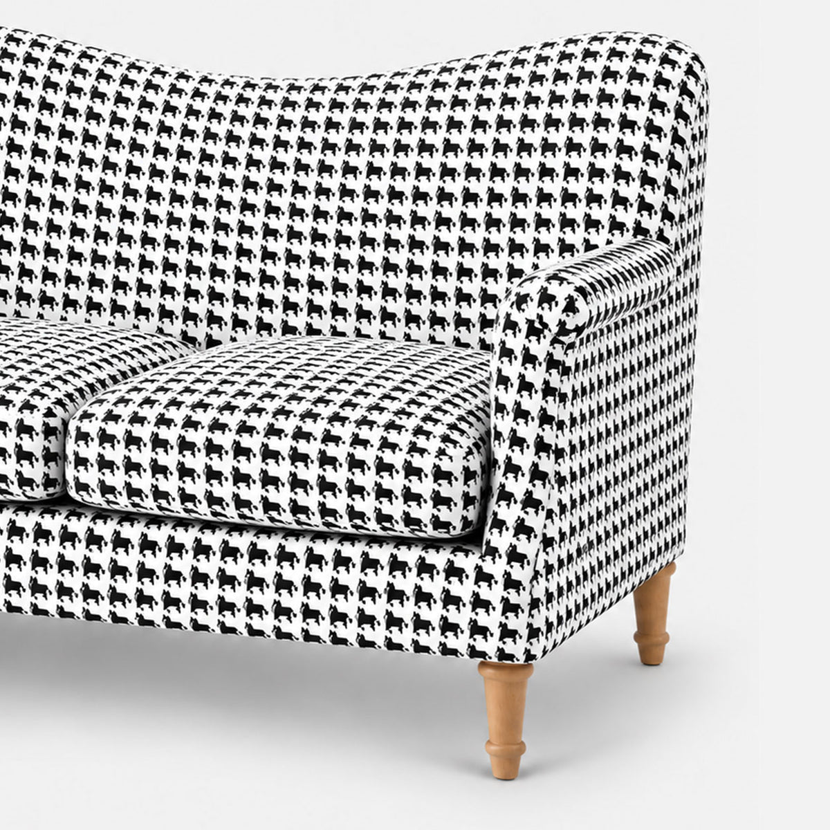 Capri Classic Houndstooth 2 Seater Premium Polyester Upholstered Sofa in White & Black