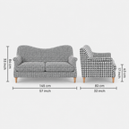 Capri Classic Houndstooth 2 Seater Premium Polyester Upholstered Sofa in White & Black
