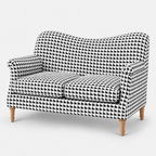 Capri Classic Houndstooth 2 Seater Premium Polyester Upholstered Sofa in White & Black