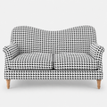 Capri Classic Houndstooth 2 Seater Premium Polyester Upholstered Sofa in White & Black