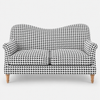 Capri Classic Houndstooth 2 Seater Premium Polyester Upholstered Sofa in White & Black